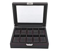 Watch Box, 10 Slots Carbon Fiber Watch Box Watch Display Storage Case Stylish Storage Organizer Watch Display Storage Box Organizer Collection Case for Watches Elegant Jewelry Display Case