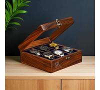 Watch Box For Men, Wooden timepiece display case, Mens watch box, Rosewood Organizer with hinged lid, Elegantly Handcrafted Pillows- Velvet Lining | Made for Watch Collocters. | Best Gift for Him