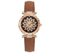 Watch Bracelet Dial Ladies Strap SetGift Star Quartz Women's Watch Talking Watches for The Blind Women (Coffee, One Size)