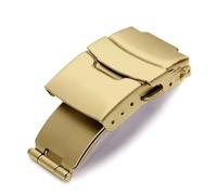 Watch Buckle Fit for Seiko 304 Stainless Steel Diving Style Fold Deployment Clasp 18mm 20mm 22mm 24mm Watch Band Double Click Button(Gold no Logo,20mm)