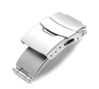 Watch Buckle Fit for Seiko 304 Stainless Steel Diving Style Fold Deployment Clasp 18mm 20mm 22mm 24mm Watch Band Double Click Button(Silver no Logo,20mm)