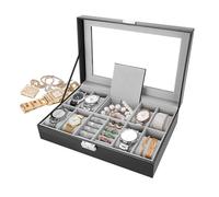 Watch Case Jewelry Boxes 8 Slots PU Leather Watch Box Large Capacity Watch and Ring Box Easy to Clean for Jewels Display and Home Storage 30 * 21 * 8cm/11.8 * 8.3 * 3.1inch