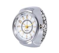 Watch Creative Quartz Finger Watch Steel Analog Dial Quartz Ring Elastic Cool Men's Watch Slim Digital Watch (Silver, One Size)