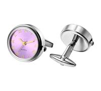 Watch Cufflinks for Men: Fashion Round Analog Quartz Real Working Watch Cufflinks Pair Business Dress Roman Numerals Watch Cuff Links Gift for Him