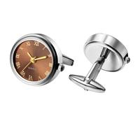 Watch Cufflinks for Men: Fashion Round Analog Quartz Real Working Watch Cufflinks Pair Business Dress Roman Numerals Watch Cuff Links Gift for Him