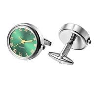 Watch Cufflinks for Men: Fashion Round Analog Quartz Real Working Watch Cufflinks Pair Business Dress Roman Numerals Watch Cuff Links Gift for Him
