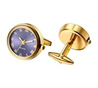 Watch Cufflinks for Men: Fashion Round Analog Quartz Real Working Watch Cufflinks Pair Business Dress Roman Numerals Watch Cuff Links Gift for Him