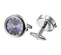 Watch Cufflinks for Men: Fashion Round Analog Quartz Real Working Watch Cufflinks Pair Business Dress Roman Numerals Watch Cuff Links Gift for Him