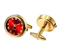 Watch Cufflinks for Men: Fashion Round Analog Quartz Real Working Watch Cufflinks Pair Business Dress Roman Numerals Watch Cuff Links Gift for Him