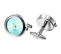 Watch Cufflinks for Men: Fashion Round Analog Quartz Real Working Watch Cufflinks Pair Business Dress Roman Numerals Watch Cuff Links Gift for Him