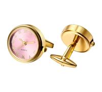 Watch Cufflinks for Men: Fashion Round Analog Quartz Real Working Watch Cufflinks Pair Business Dress Roman Numerals Watch Cuff Links Gift for Him