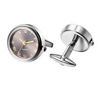 Watch Cufflinks for Men: Fashion Round Analog Quartz Real Working Watch Cufflinks Pair Business Dress Roman Numerals Watch Cuff Links Gift for Him