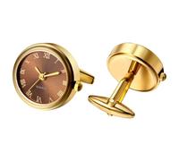 Watch Cufflinks for Men: Fashion Round Analog Quartz Real Working Watch Cufflinks Pair Business Dress Roman Numerals Watch Cuff Links Gift for Him