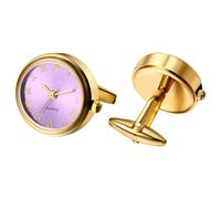 Watch Cufflinks for Men: Fashion Round Analog Quartz Real Working Watch Cufflinks Pair Business Dress Roman Numerals Watch Cuff Links Gift for Him