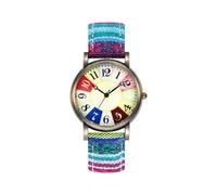 Watch Digital Dainty Women's Wrist Multicolour Rainbow Pattern Rainbow Colorful Watch with Watch Box Two Tone Bracelets for Women (Blue, One Size)