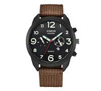 Watch Digital Men Creative Three Eyes Hands Trendy Dial Men's Strap Six Outdoor Nylon Watch Men's Watch Snzg11j1 (Brown, One Size)