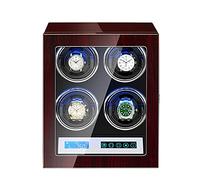 Watch Display Box Automatic Watch Winder for 4 Watches Watch Winder Display Box with LED Lighting and Touch Screen LCD Digital Display Japanese Mabuchi Motor Adjustable Watch Pillo