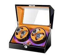 Watch Display Box Automatic Watch Winder for 4 Watches Watch Winder Display Box with Quiet Motor Soft Flexible Watch Pillows Piano Paint Exterior Fit Lady and Man Watches, A