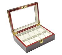 Watch Display Case, Modern Creative Wood Watch Box Organizer Display Case Holder Jewelry Showcase With Clear Top Metal Lock Mens Watch Box