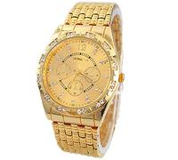 Watch for Men Easter Men Watch Wrist Metal Quartz Fashion Analog Band Gold Diamond Men's Watch Japan Soccer (Gold, One Size)