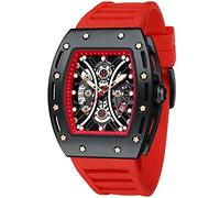 Watch for Men Mini Focus Brand Wristwatch Fashion Hollow Big Dial Luminous Waterproof Sport Analog Quartz Business Mens Watches Silicon Strap Dress Watch, A-Red, Quartz Watches