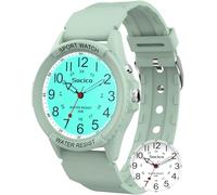 Watch for Men Women Big Face Classic Analog Quartz Sports Backlight Unisex Waterproof Nurse Watch for Medical Army Military Time with Second Hand Easy to Read Casual Wristwatch, Green, Military Time