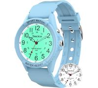 Watch for Men Women Big Face Classic Analog Quartz Sports Backlight Unisex Waterproof Nurse Watch for Medical Army Military Time with Second Hand Easy to Read Casual Wristwatch, Blue, Military Time