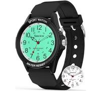 Watch for Men Women Big Face Classic Analog Quartz Sports Backlight Unisex Waterproof Nurse Watch for Medical Army Military Time with Second Hand Easy to Read Casual Wristwatch, Black, Military Time