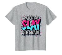 Watch Me Kill Vibrant School Spirit in 4th Grade, 4th Grade T-Shirt, Kids, Heather Grey, 3 Years