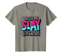 Watch Me Kill Vibrant School Spirit in 4th Grade, 4th Grade T-Shirt, Kids, Slate, 8 Years