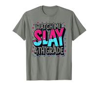 Watch Me Kill Vibrant School Spirit in 4th Grade, 4th Grade T-Shirt, Men, Olive Heather, XL