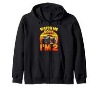 Watch Me Rolll Im 2 Monster Truck Birthday Two Zip Hoodie