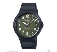 Watch Men's Green Dial White Numerals Japanese Quartz Resin Case Vintage MW-240
