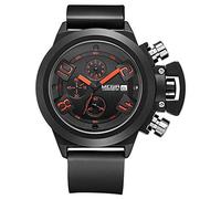 Watch Multi-Purpose Sports Calendar Men Watch Waterproof Silicone Band (Color : Black)