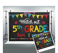 Watch Out 5th Grade Here I Come Backdrop Banner 7x5ft Back to School Photography Background Kids Classroom Party Decoration Photo Booth Props BJMYLU1233