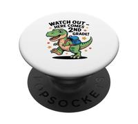 Watch Out Here Comes 2nd Grade Cute T Rex Dinosaur PopSockets Adhesive PopGrip