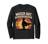 Watch Out Kindergarten Vintage Child Superhero Sunset Long Sleeve T-Shirt