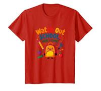 Watch Out School, Here I Come! First Day Fun Backpack T-Shirt, Kids, Red, 10 Years