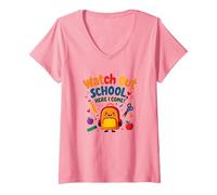 Watch Out School, Here I Come! First Day Fun Backpack V-Neck T-Shirt, Women, Pink, XL