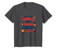 Watch Out World First Grader at Work T-Shirt, Kids, Dark Heather Grey, 10 Years