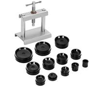 Watch Press Tool, Watch Back Case Closer with 12 Dies for Battery Replacement Repair, Metal Kit with Cleaning Cloth Silver Black