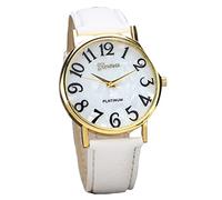 Watch Quartz Leather Digital Women Watches Wrist WH Dial Analog Retro Women's Watch 38mm Watches (White, One Size)