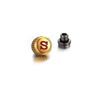 Watch Repair Kit, SKX007 Watch Crown, Stainless Steel Watch Crown Spring Bar Set Watch Repairing Tool Accessory Watch Repair Kit Watch Stem, Silver with red S, skx dive watch crown