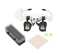 Watch Repair Magnifier, Head Mount Magnifier with 12 Detachable Lenses, 2 LED Light, Handsfree Reading Magnifier Glasses for Reading, Jewelry Loupe (3X, 4X, 5X, 6X, 7X, 10X)