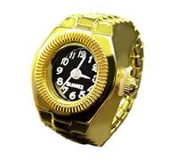 Watch Ring, Vintage Novelty Finger Watch, 1.81 in Stylish Accessory, Classic Analog Clock, Round Finger Timepiece for Women Men, Unique Fashion Jewelry, Gold, a, Se référer au descriptif, Refer to