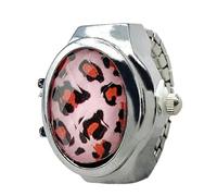 Watch Ring, Watch Ring - Vintage Gemstone Ring Watches, Open Rings for Women, Finger Watch with Opening Case for Thanksgiving, Birthday, Valentine's Day, Christmas, Pink, Se référer à la description