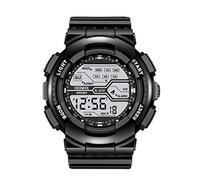 Watch Rubber Boy LCD Fashion Men's Digital Sport Stopwatch Date Wrist Faces for Jewelry Making (Black, One Size)