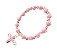 Watch Seniors Women's Elastic Bracelet White Pearl Bracelet Angel Wings Cross Healing Balance Jewellery Green Girl Gift Crystal Beads for Jewellery Making, pink, standard size