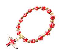 Watch Seniors Women's Elastic Bracelet White Pearl Bracelet Angel Wings Cross Healing Balance Jewellery Green Girl Gift Crystal Beads for Jewellery Making, red, standard size