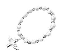 Watch Seniors Women's Elastic Bracelet White Pearl Bracelet Angel Wings Cross Healing Balance Jewellery Green Girl Gift Crystal Beads for Jewellery Making, a, standard size